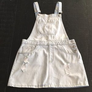 Forever 21 Light Wash Overall Jean Skirt Sz L